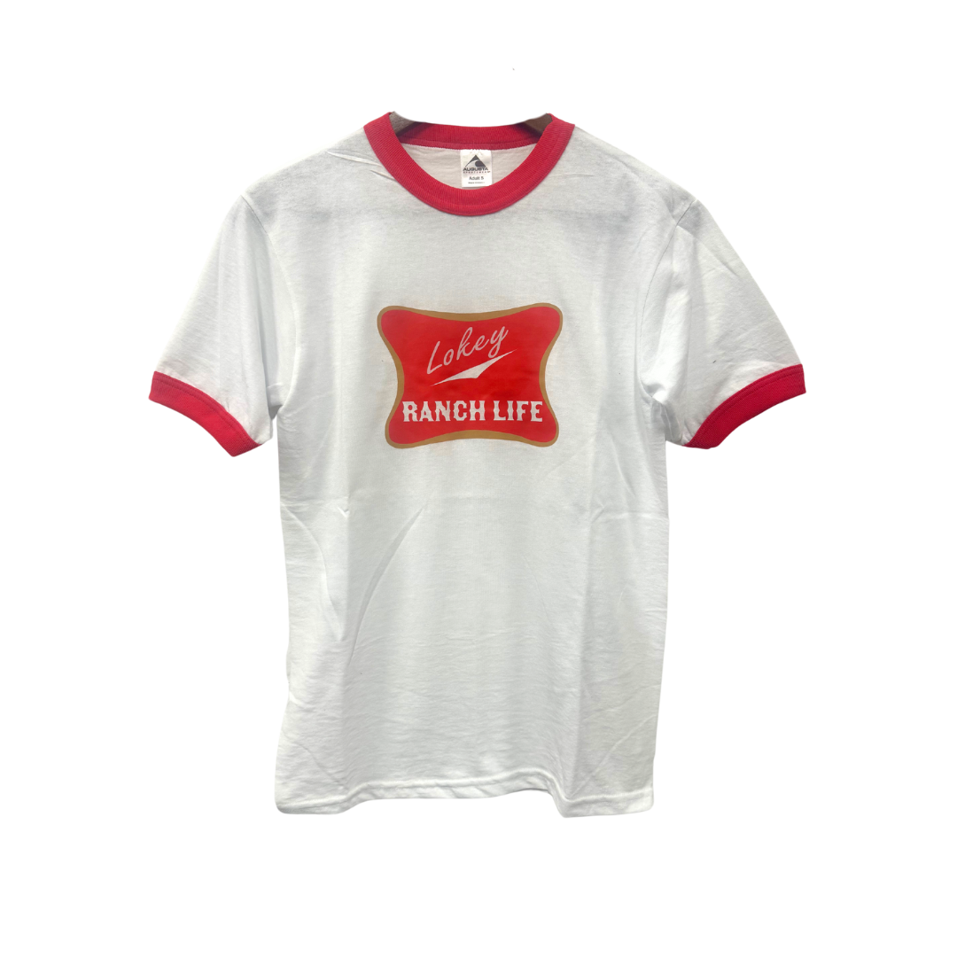 White/Red Ringer Tee Short Sleeve LoKey Ranch Life