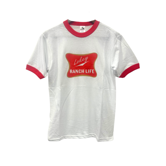 White/Red Ringer Tee Short Sleeve LoKey Ranch Life